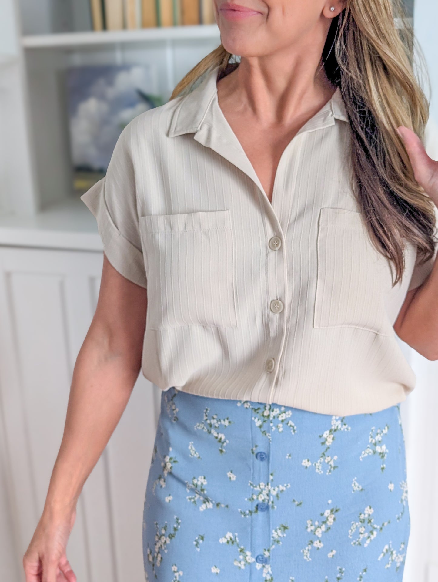 Beige Button Down Shirt