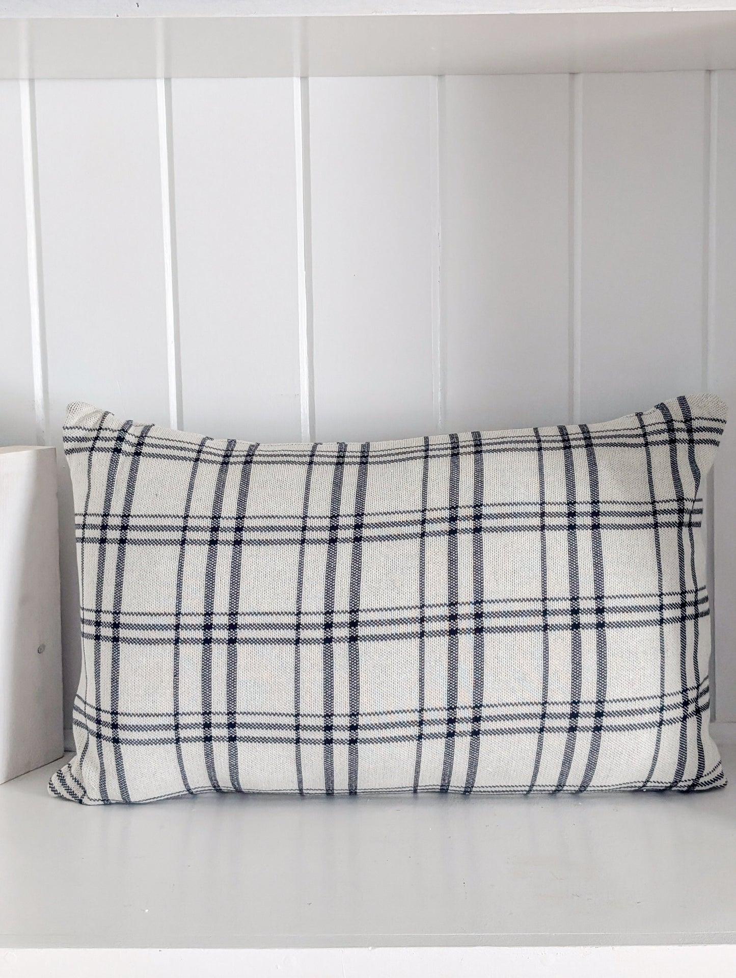 Knit Black and White Plaid Pillow