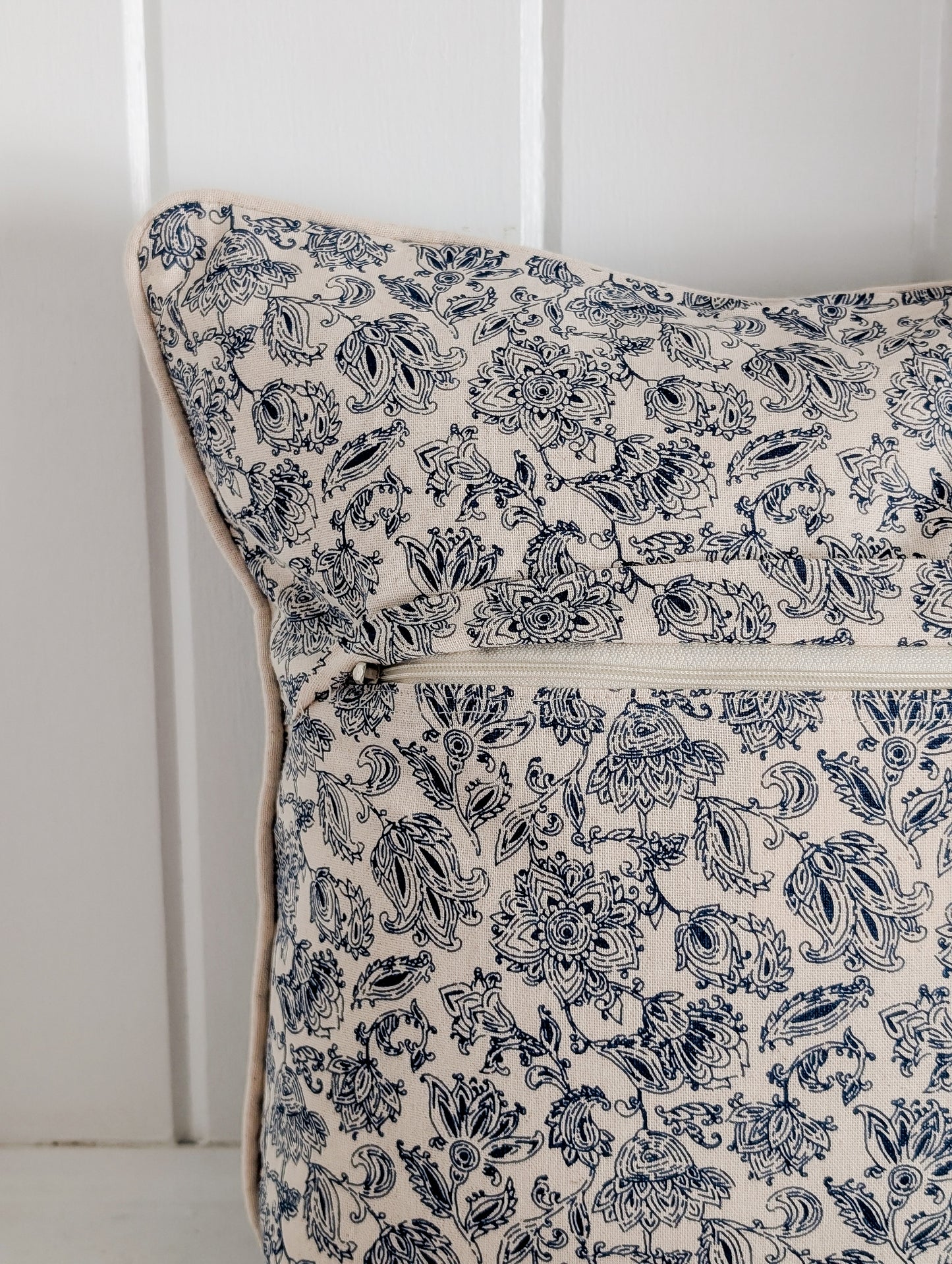 Navy & Ivory French Floral Pillow