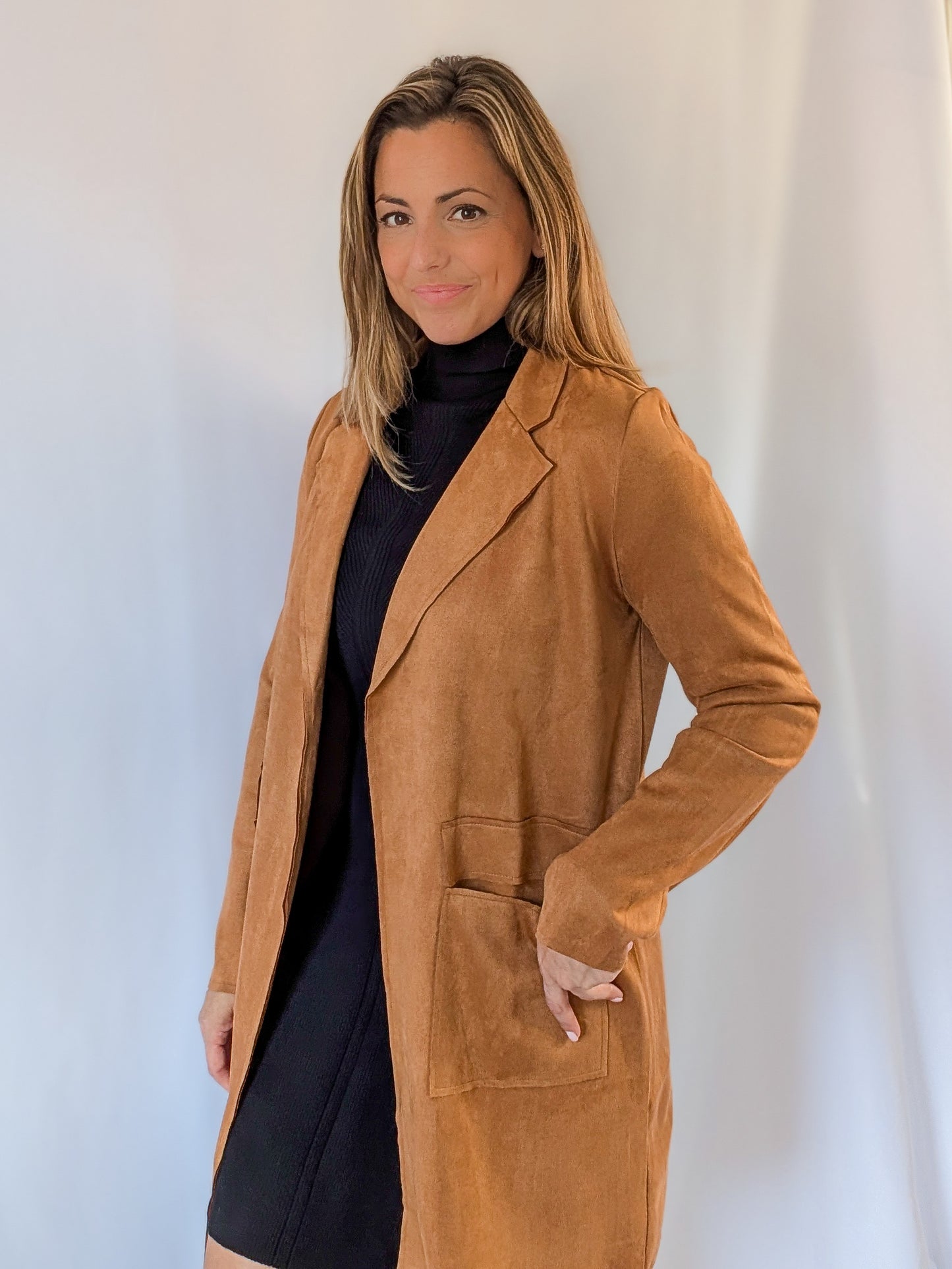 Faux Suede Long Jacket