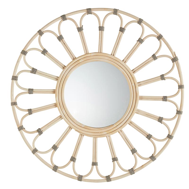 Rattan Gray & Tan Mirror