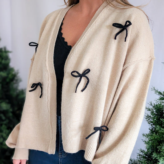 All Over Bow Cardigan Sweater