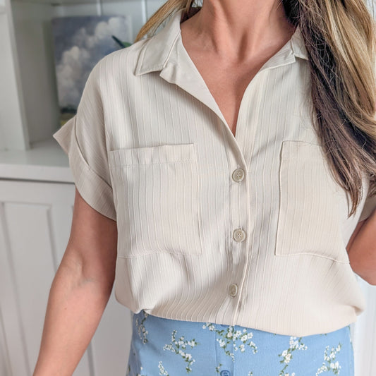 Beige Button Down Shirt
