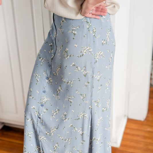 Button Down Floral Maxi Skirt