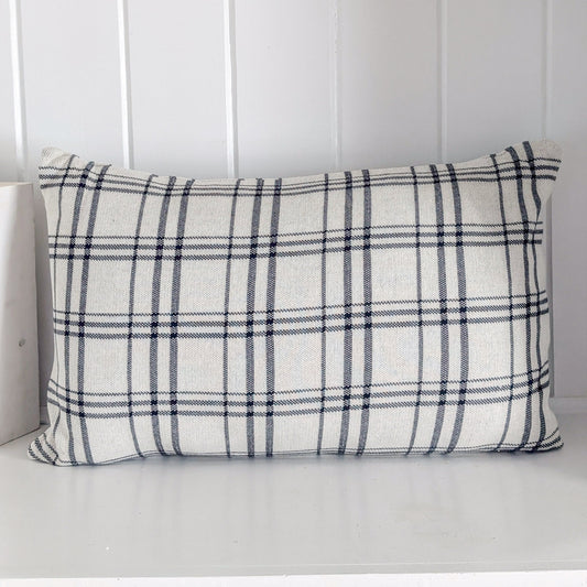 Knit Black and White Plaid Pillow