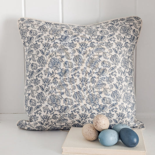 Navy & Ivory French Floral Pillow