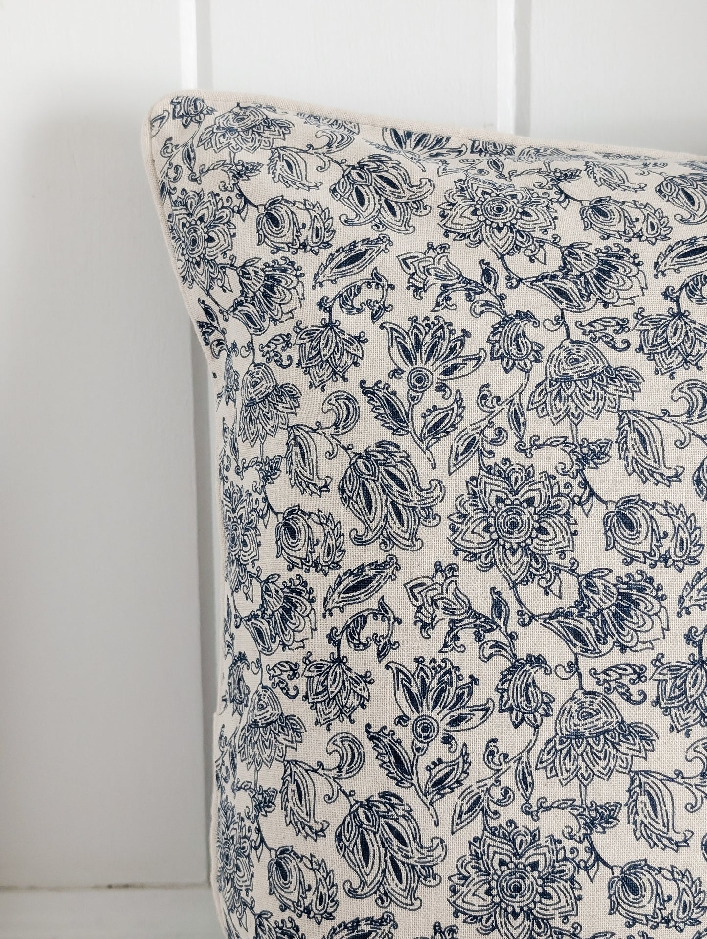 Navy & Ivory French Floral Pillow
