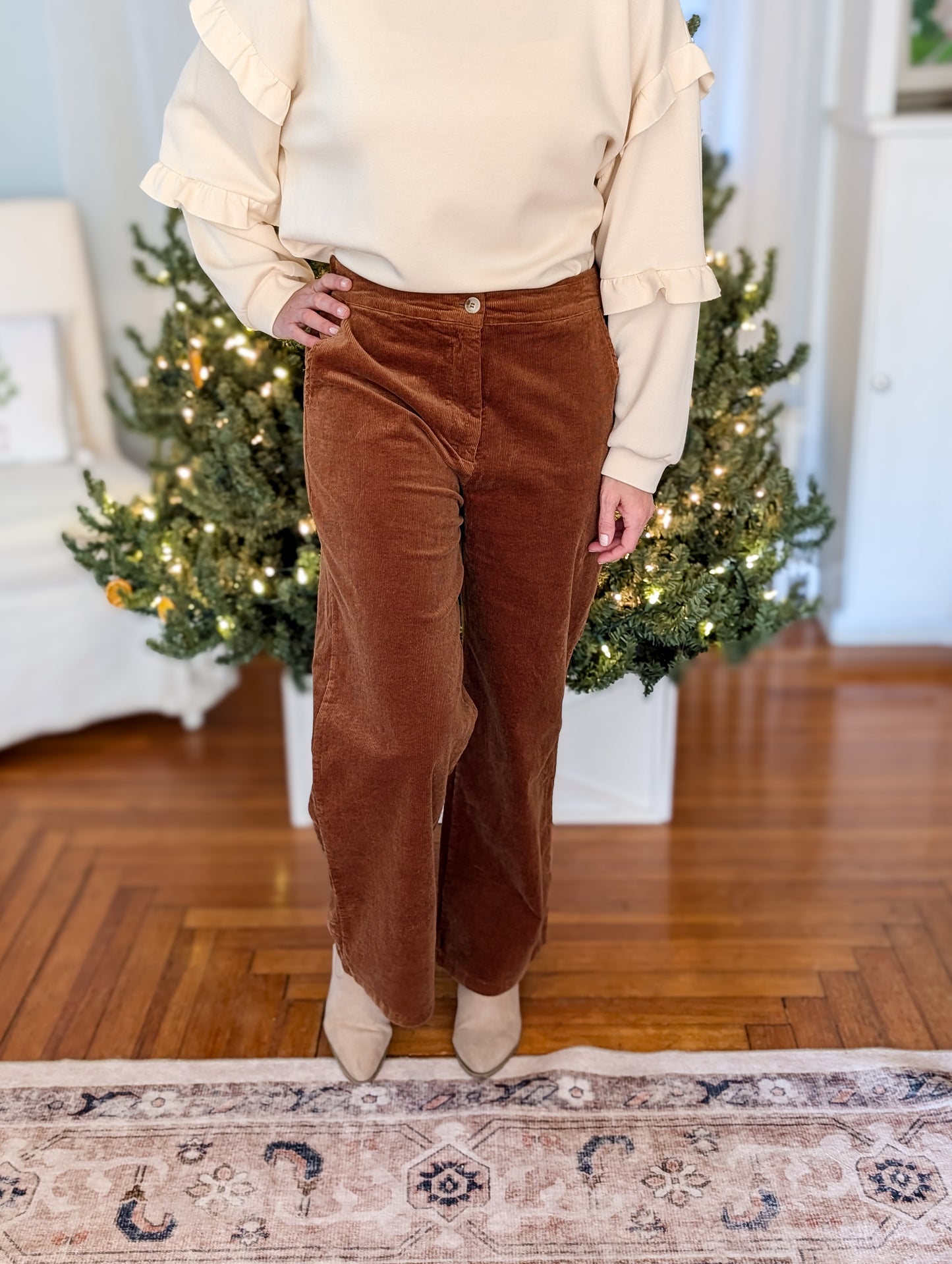 Camel Corduroy Relaxed Pants