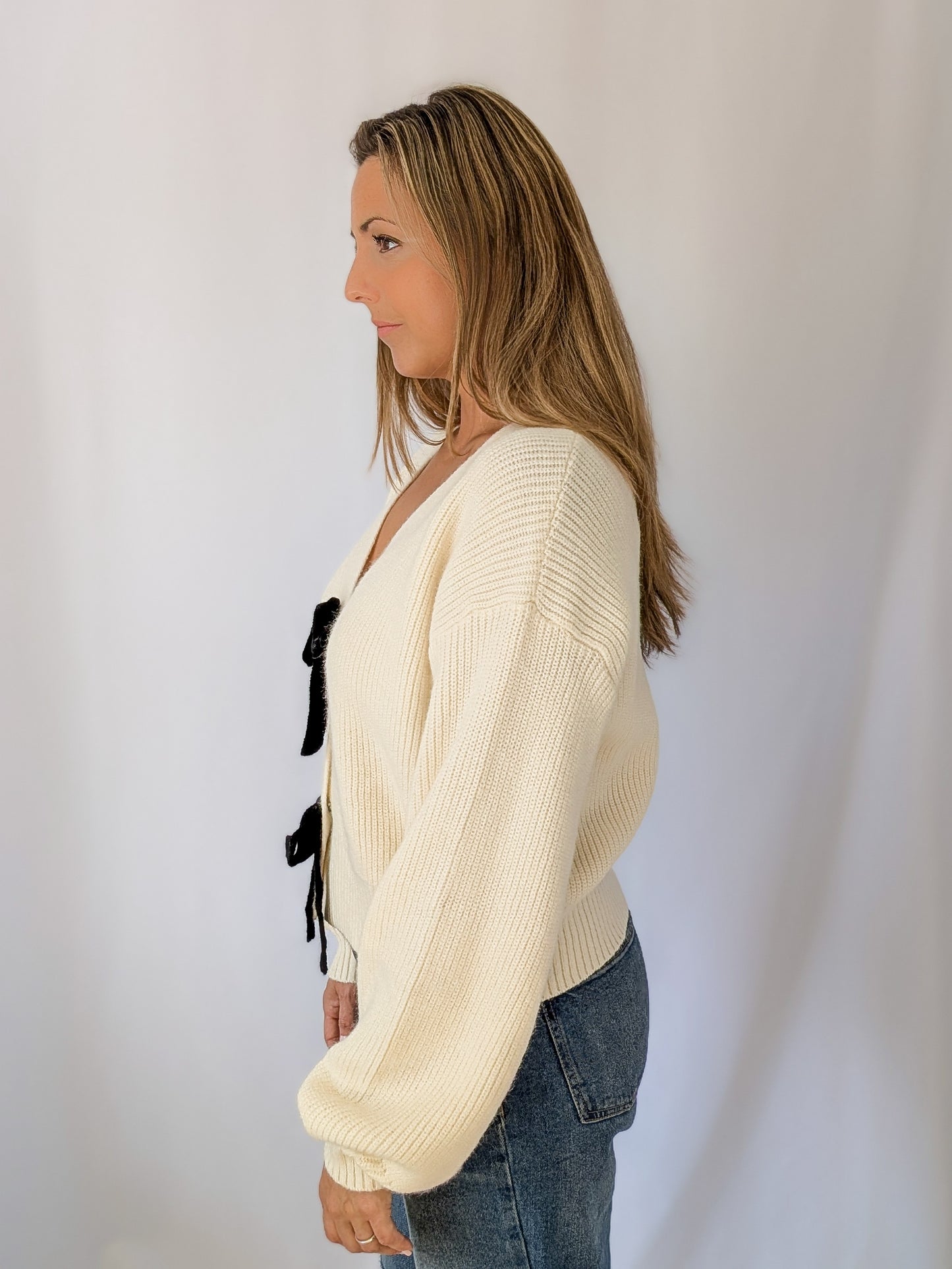 Cardigan with Bow Buttons