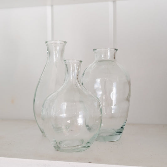Blue Tinted Bud Vase Trio