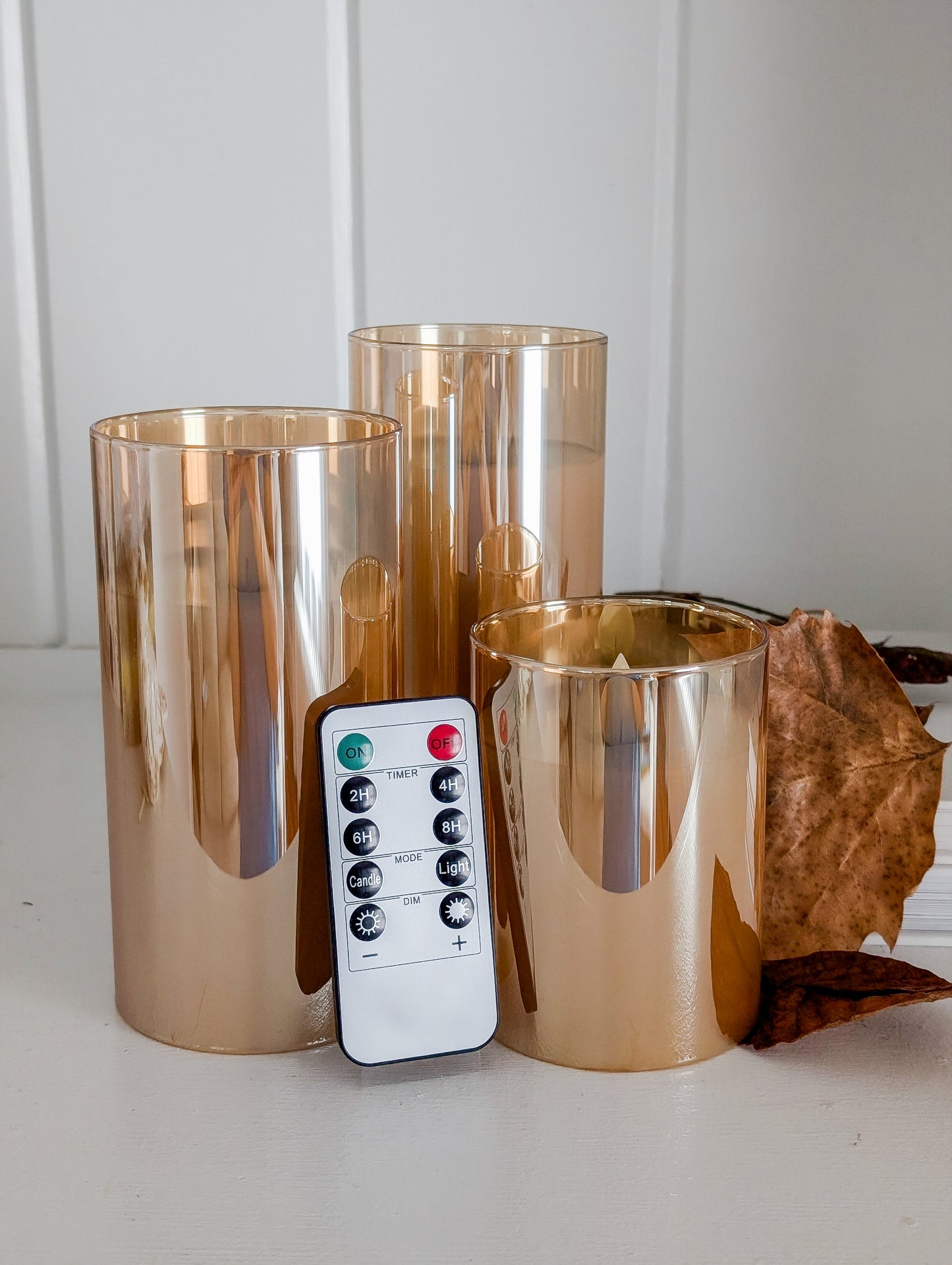 Flicker Amber Glass Candle Set