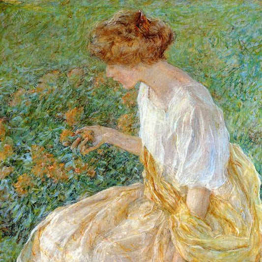 Remastered Watercolor Lady in Spring Field
